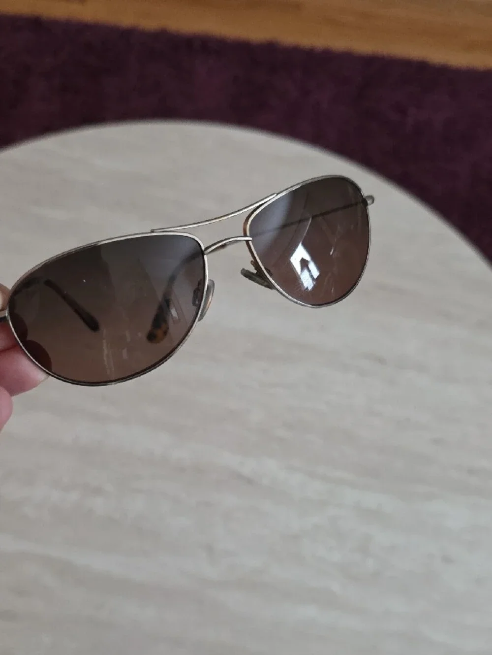 Maui Jim Gold Frame Sunglasses with Pink-Gray Gradient Lenses